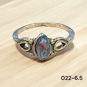Womens Ring Size 6.5 Band Silver Metal Blue Topaz Marquise Jewelry 022-6.5